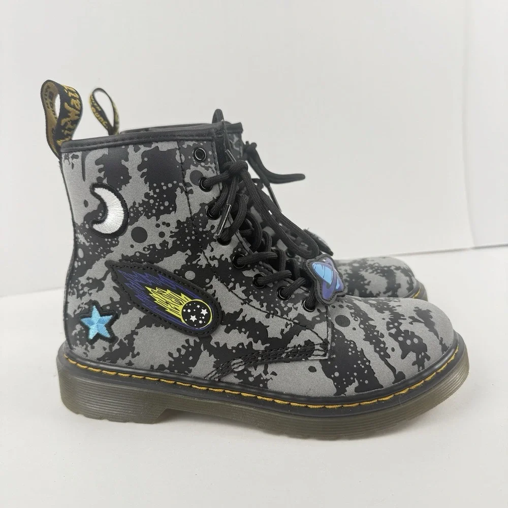 Dr. Doc Martens Boots Kids US 3 Lace Up Boot Space Hydro Embroidered 1460J NEW